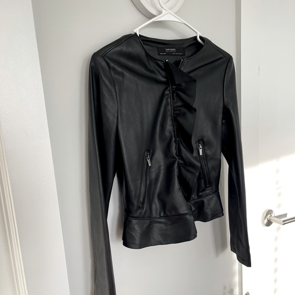 Black Zara Leather Jacket - Size XS - Picture 1 of 2
